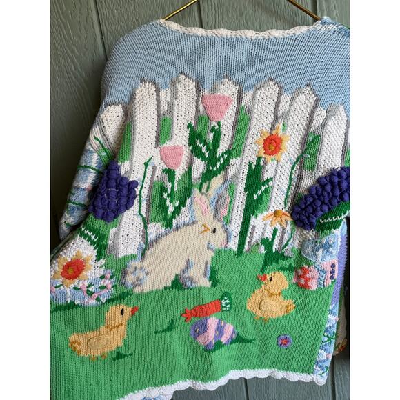 Rare Vintage 1993 Eagle's Eye Easter Spring Embroidered Cardigan, Small - Picture 7 of 9